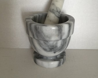 Marble Mortar and Pestle; Heavy Marble Construction