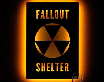 Lighted Fallout Shelter Sign - Nuclear Apocalypse Wall Art and Fallout Night Light