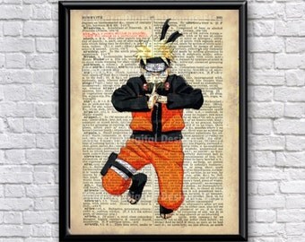 Naruto Poster Typography Dictionary Text Art Word Art 5x7 8x10 11x14 12x16