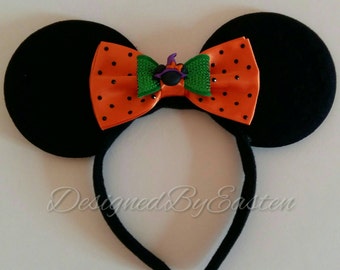 Halloween Witching Minnie Mouse Ears Headband and Bow