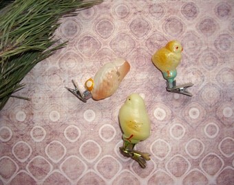 Vintage Birds Christmas ornaments 3 glass birds set Owl ornaments Old ornaments Soviet New Year 50s New Year figurine Christmas decoration