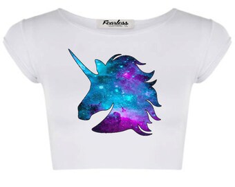 CLEARANCE Unicorn Stars Print Hooded T-shirt main image 0