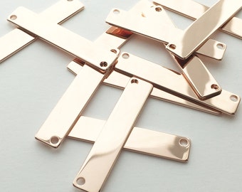 10 Bar Pendant Personalized Stamping Blank Bar, 16K Rose gold plated brass, Jewelry Supply, Craft Supplies, Name plate 10P4-R