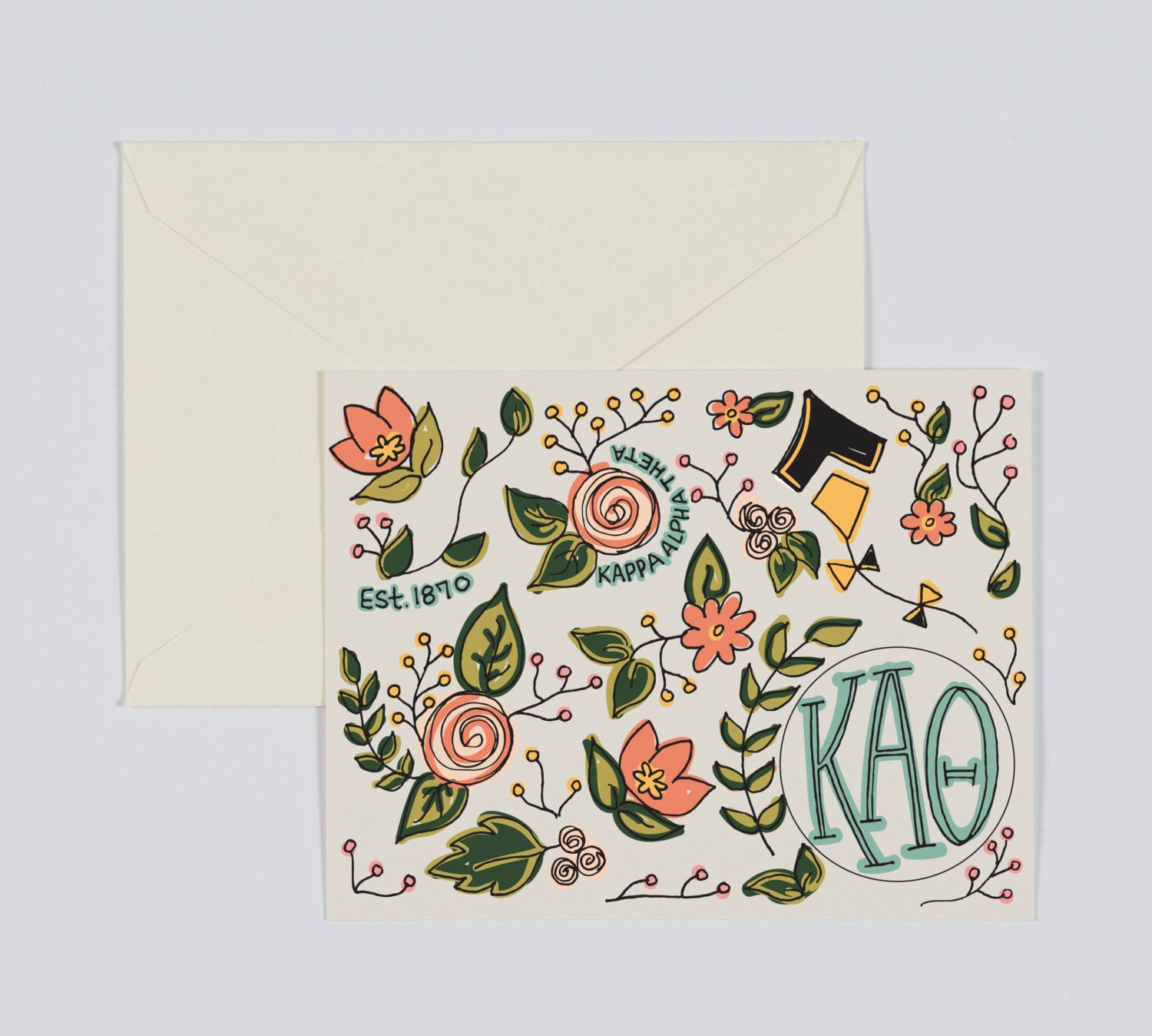 Kappa Alpha Theta Sorority Greek Letters Floral Design