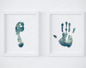 Abstract art, Set of 2 prints, Foot print, Simple print, Wall art, Silhouette prints, Minimal print, Hand print, Set printable, Home decor