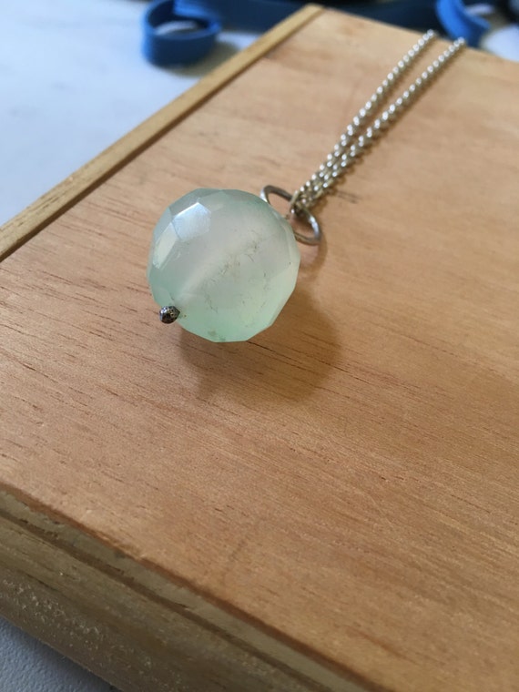 large chalcedony bead; chain length 21 inches (adjustable)