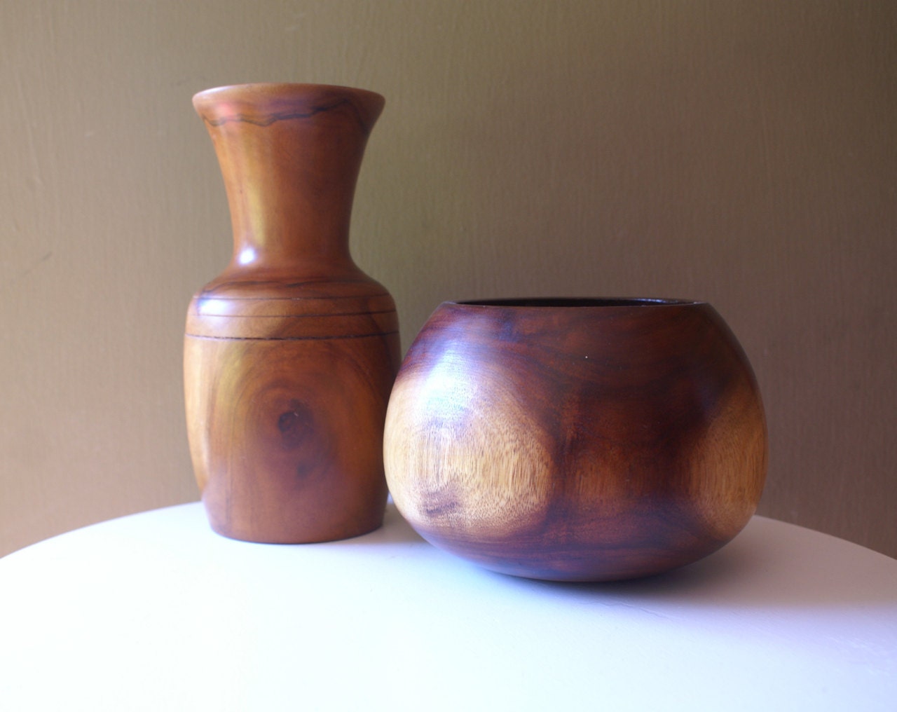 Turned Wood Bowl & Vase set