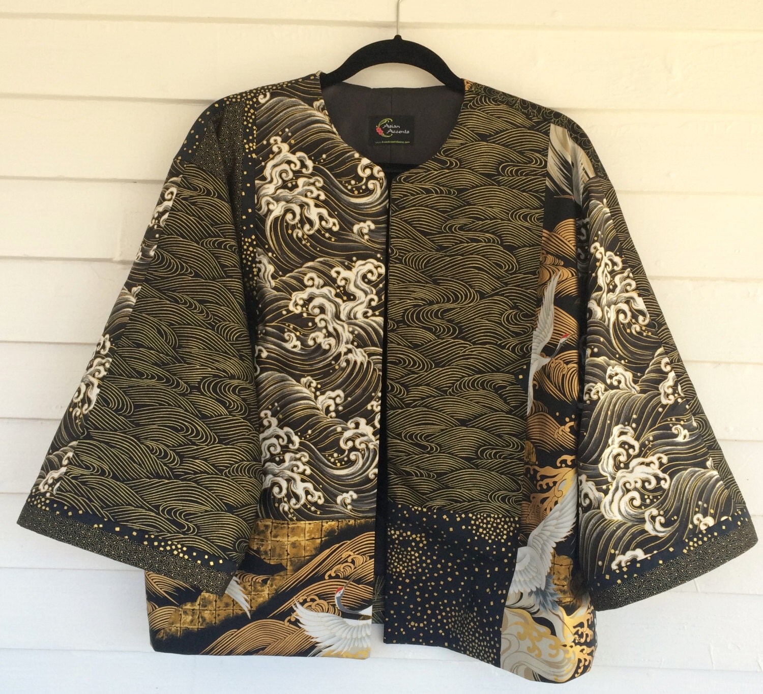 Black and Gold and Bold Kimono Jacket by crazyquilter on Etsy