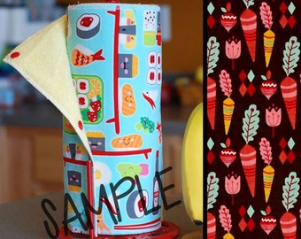 Unpaper Towel | Reusable Paper Towel - Root Veggies on Brown (0433970) Tree Saver Towel | Kitchen Towel | Snapping Cloth Paperless Towel