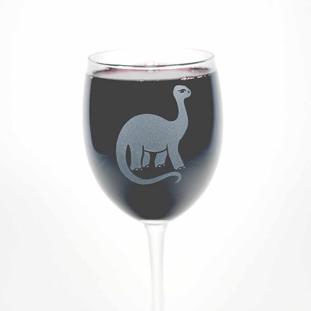 Brontosaurus Wine Glass dinosaur wedding stemware FREE