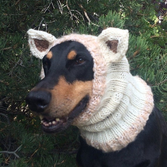 Hand Knitted Dog Snood with ears warm and cute will fit