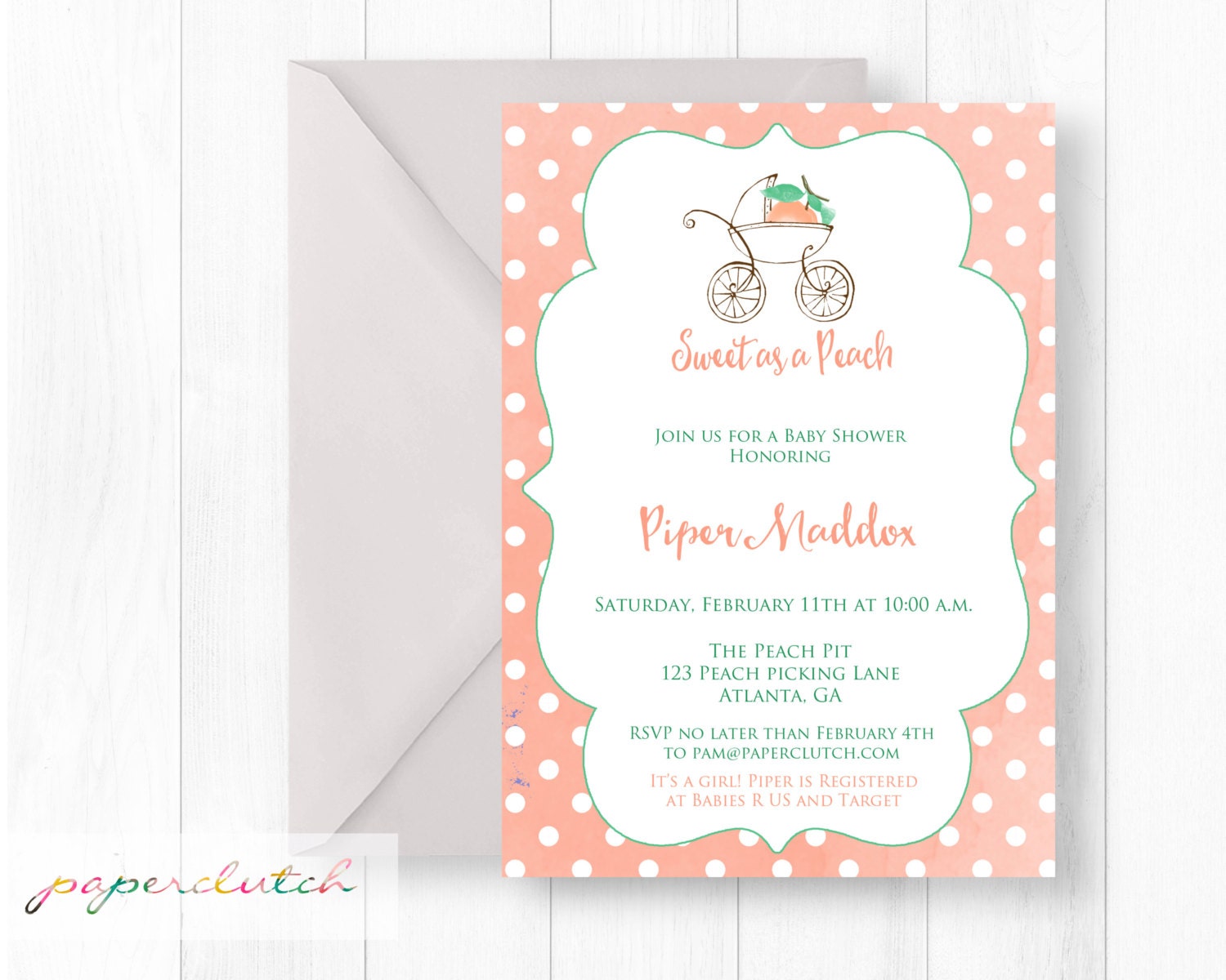 Peach Baby Shower Invitations 3