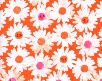 Happy Garden Double Gauze fabric in Tangerine by Melody Miller