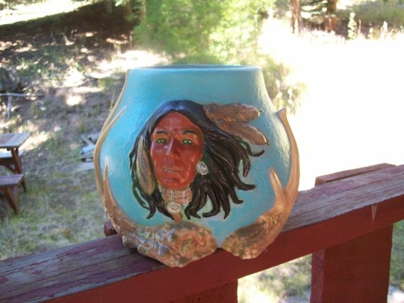 Blue bowl, southwest design, Native American Indian style Bowl, Housewarming gift, Antlers, Home Decor, Gift, Hand Painted, Ceramic