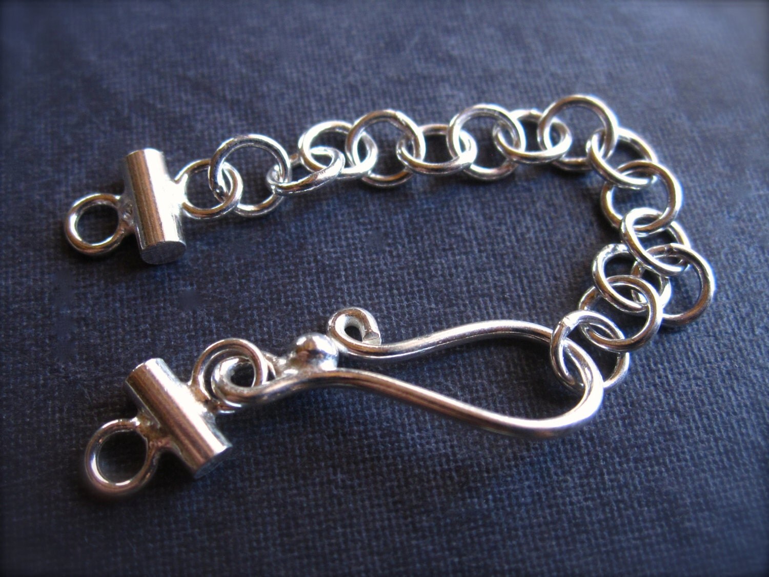 Solid Sterling Silver Plain finish Extender Chain Hook and Eye