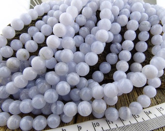 Blue Lace Agate, 8mm Blue Lace Agate Beads, 8mm Beads, Round Beads, Natural Gemstones, Banded Agate Beads, 8 mm Beads, Agate Beads