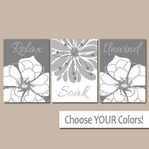 GRAY BATHROOM Wall Art Canvas or Prints Bath Artwork