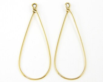 Gold Teardrop Hoop Earring Finding Wire Teardrop Pendant Large Antique Gold Hoop Finding Wire Frame Earring Components 16 Gauge |NU4-7|2 XN