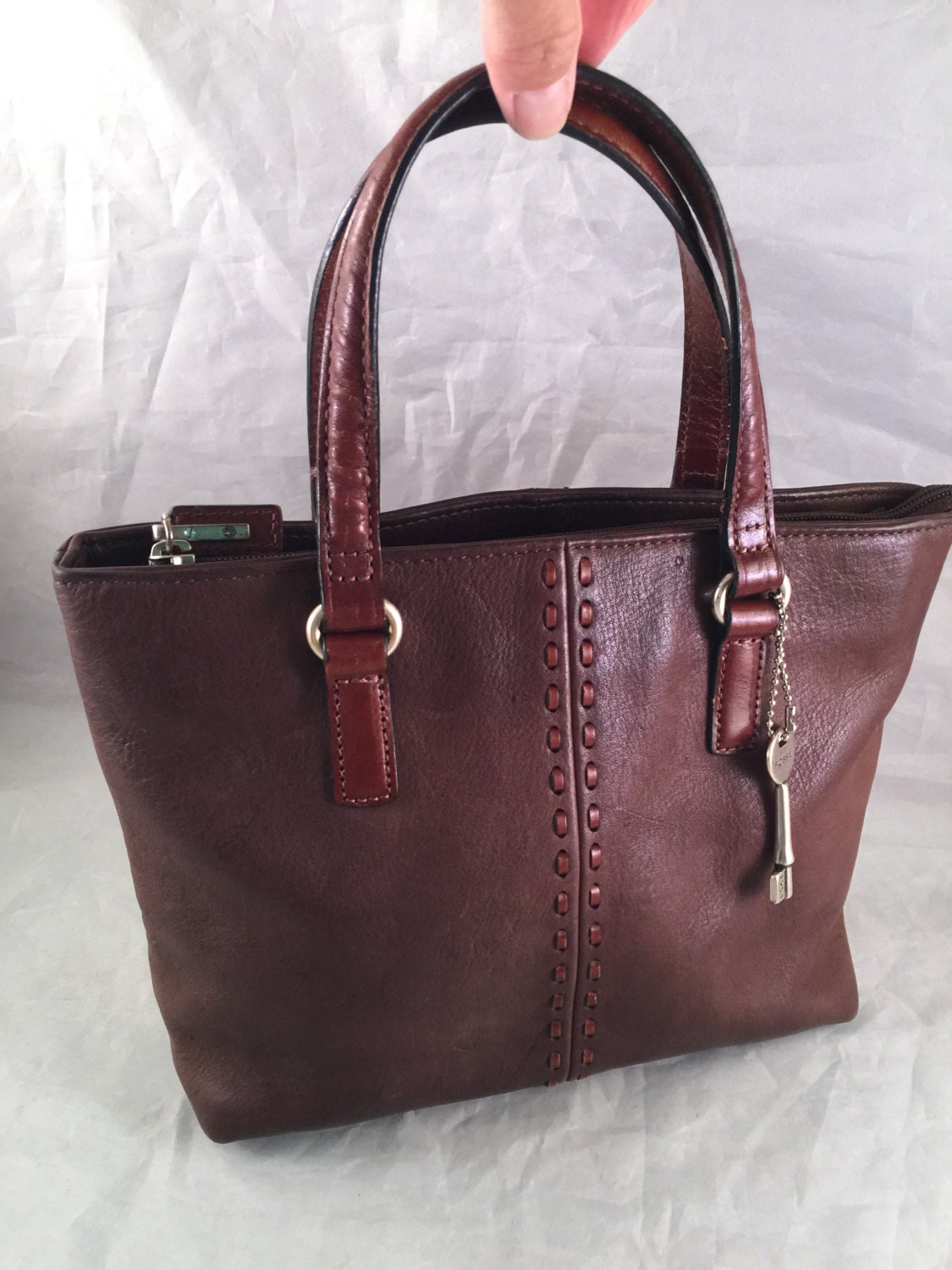 Vintage Ladies' Brown Leather Fossil Purse/Handbag with