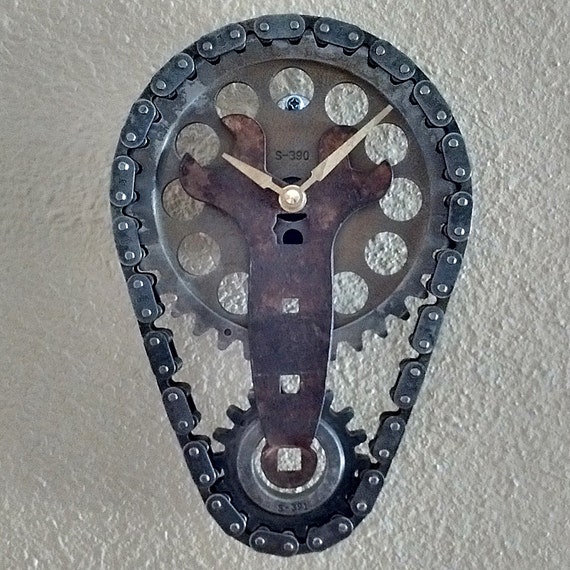 Auto Engine Timing Set with Vintage Wrench Tool Wall Clock