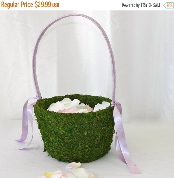 Flower Girl Basket Rustic Chic Wedding Moss Flower Girl Basket