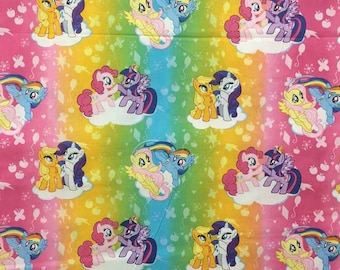 My Little Pony Fabric By Yard, Quarter Yard, Fat Quarter MLP Fabric Rainbow Fabric Pinkie Dash Fabric Cotton Quilting Fabric t5/16