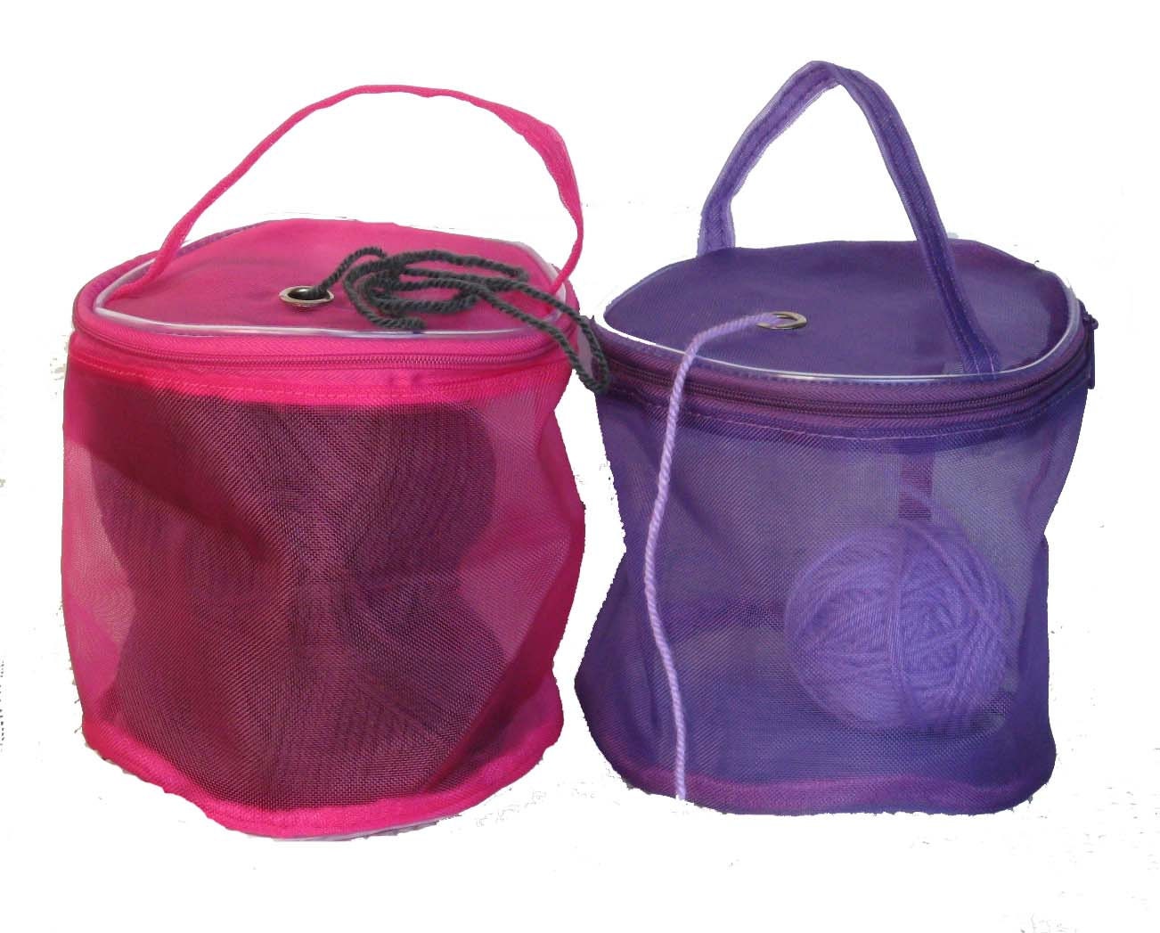 SALE 2 Yarn Storage Bags / Yarn Cases Fuchsia and Purple