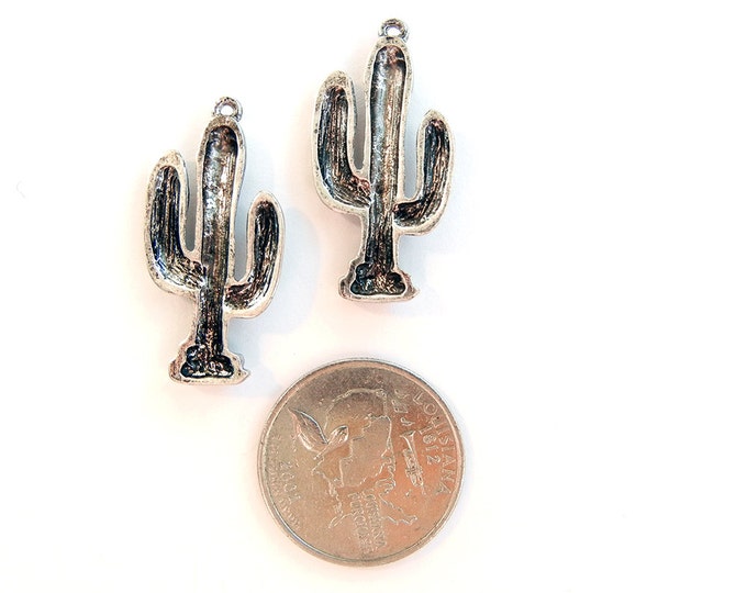 Pair of Cactus Sorrel Charms Antique Silver-tone