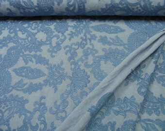 Embroidery viscose fabric • tendrils • jeans • 0.54yd (0,5m) 002506