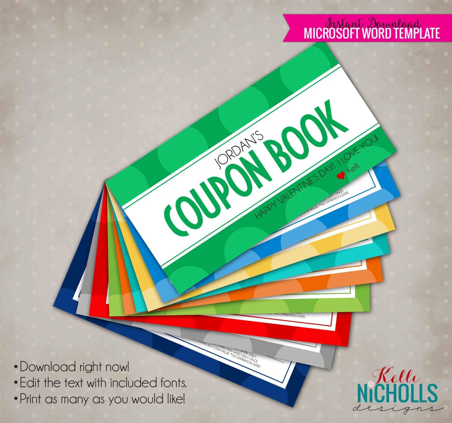 Printable Customized Valentine's Day Coupon Book Gift