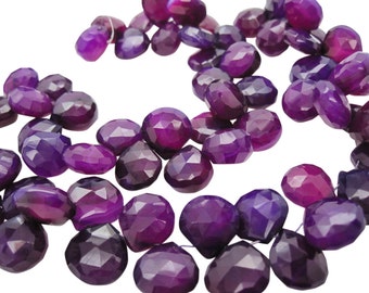 Purple Chalcedony Briolette Beads, Purple Chalcedony, 10-12mm, Heart Briolettes, SKU 5040