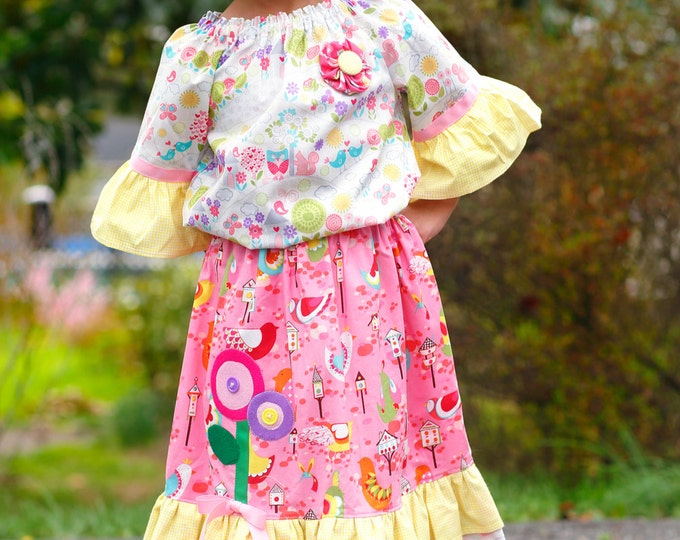Little Girls Easter Outfit - Maxi Dress - Toddler Girl Clothes - Long Ruffle Skirt - Boutique Pastel Pink - sizes 2T to 8 Years