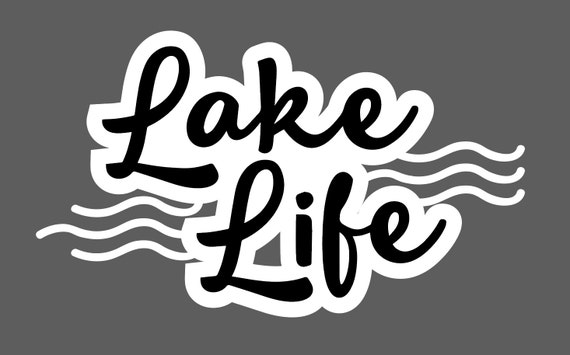 Lake Life waves vinyl decal 3.5 tall