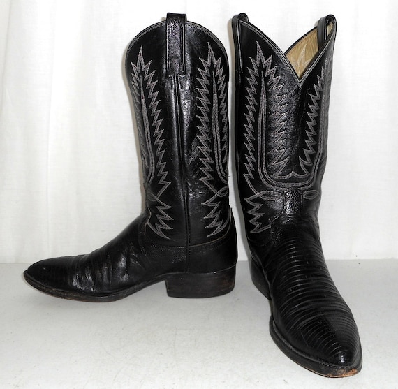 Black Lizard Boots Mens size 8.5 D / womens 10 Dan Post