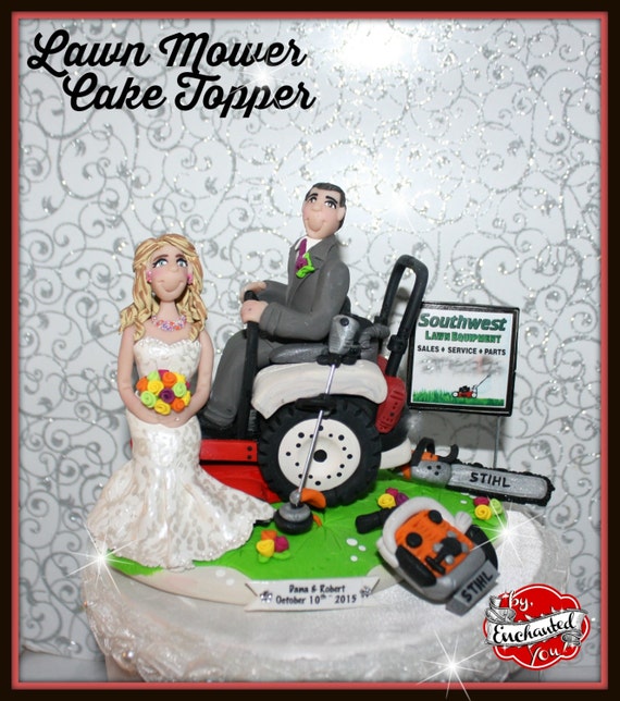 Lawn Mower Wedding Cake Topper