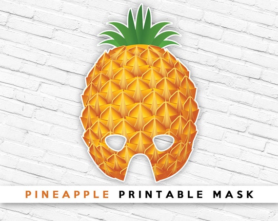  Pineapple  Printable Party Mask  Tropical Fruit Mask 