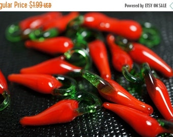 ON SALE Red Hot Chilli Peppers Charm Beads - 10 pcs