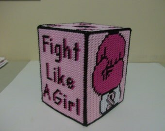 Fight Like A Girl Tissue Box Cover, Breast Cancer Awareness Tissue Box Cover