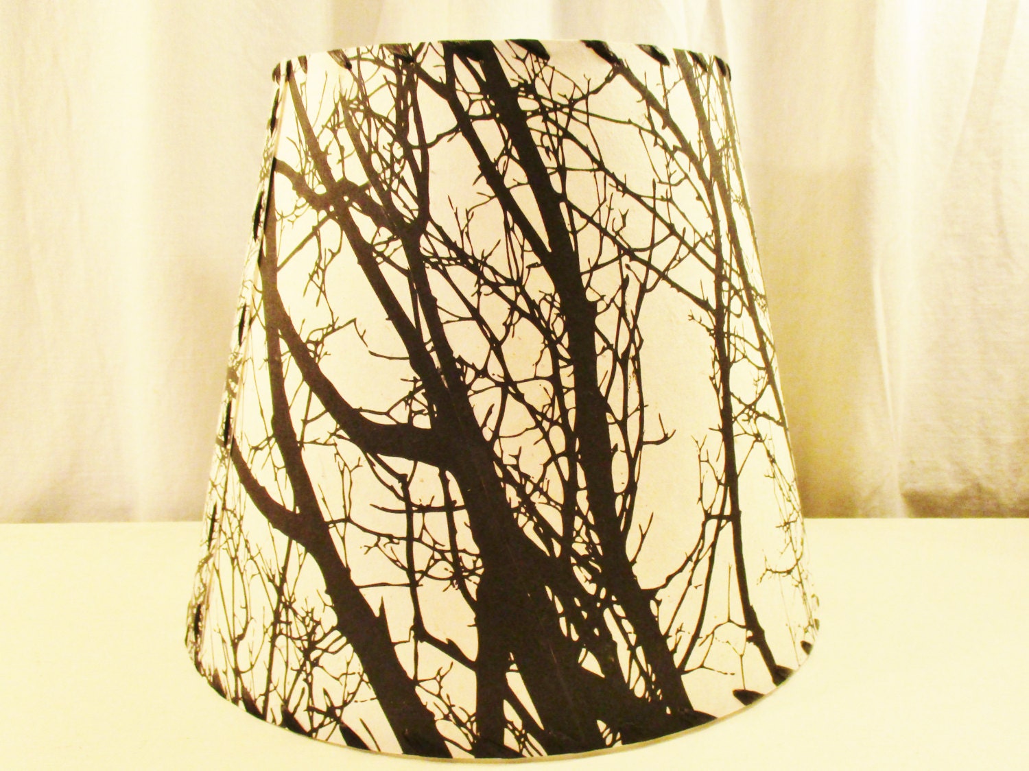 Tree Silhouette Drum Lamp Shade Black and White Tree