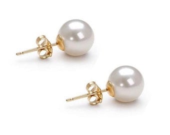 Graduation Gift - Akoya Pearl Earrings Studs AAA 6mm-10mm Japanese White Pearl Earrings Stud Bridesmaid Earrings Stud Free Shipping