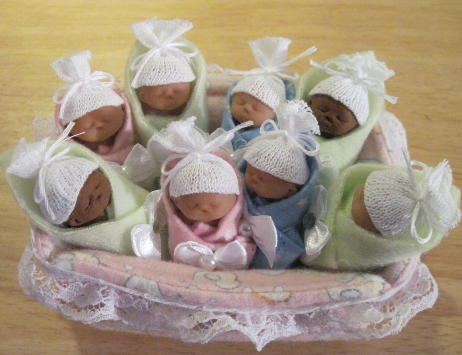 Polymer Clay Baby Bundled Baby Miniature by LaurelArts on Etsy