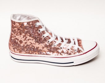 Sequin Hand Sparkled Red Converse Canvas Hi Top by princesspumps