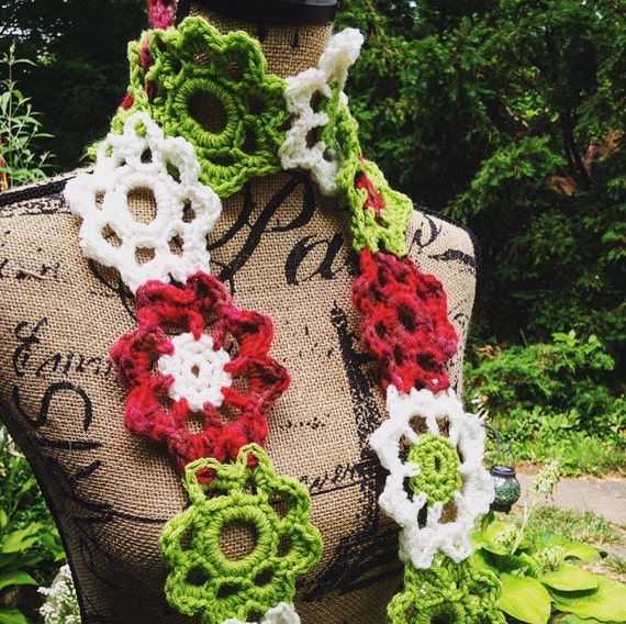 Download Scarf Crochet Scarf Christmas Crochet Flower Scarf