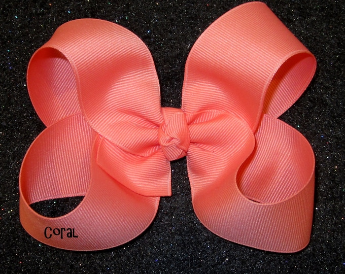 Coral Hair Bow, Girls Hairbows, Big Bows, Large Hair Bow, Classic Hairbows, Tropial Hairbow, Toddler Bow, 4 5 inch Bows, Boutique Bow, 45G