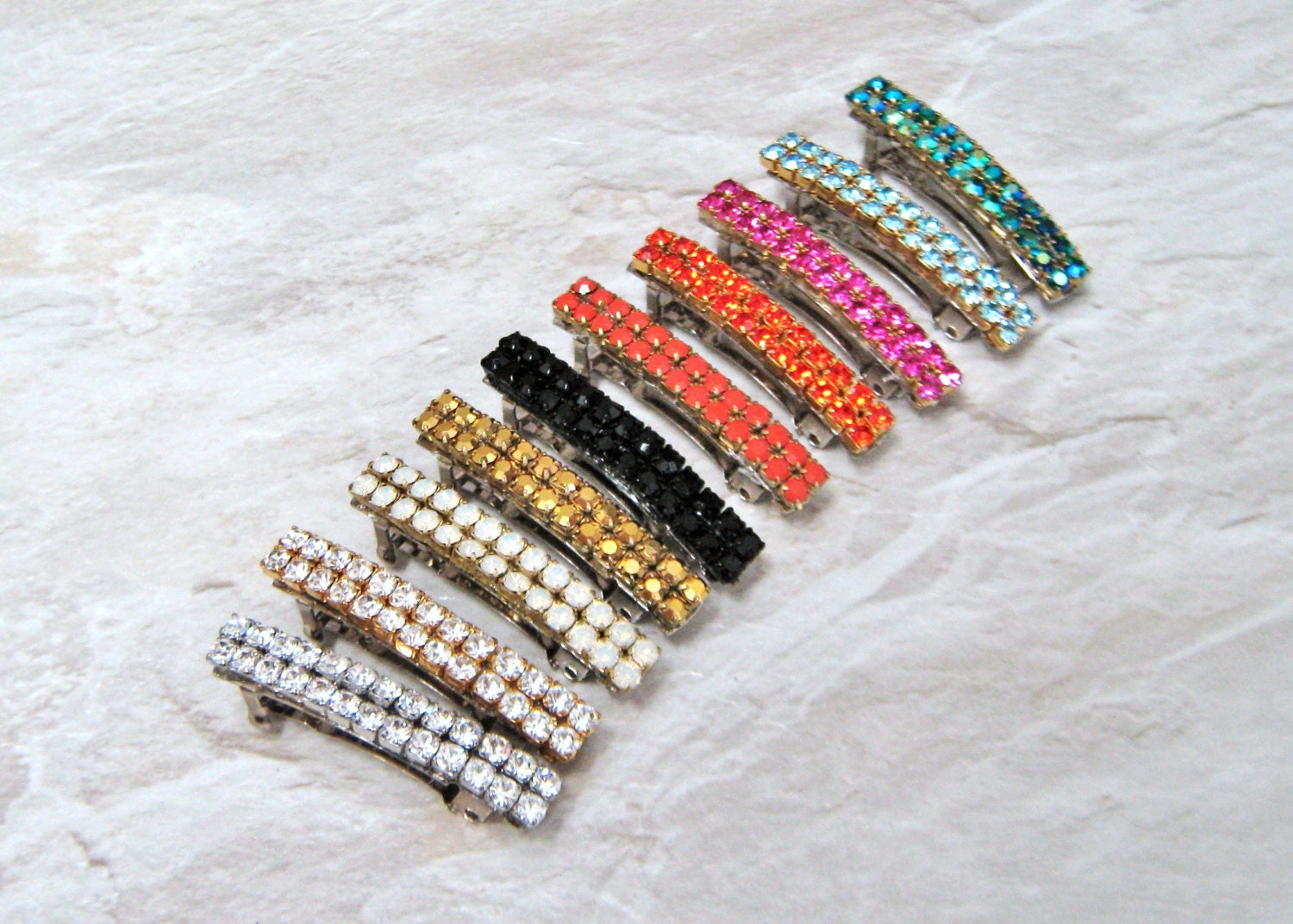 Small Rhinestone BarrettesTiny Bridal Hair Clips by SharonaNissan