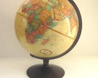 Vintage Tan Globe Replogle 12 inch World Classic Office Library Decor