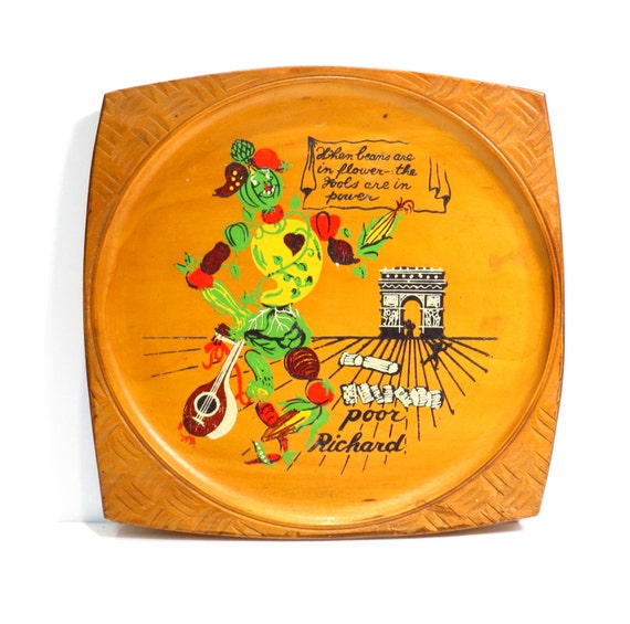 Kitschy Kitchen Wall Plaque Vintage 1950s Wood Veggie Poor