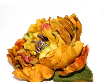1 ENORMOUS Rust Orange Peony Artificial by SilkInspirations