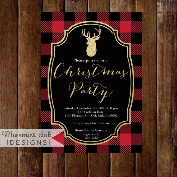 Holiday Party Invitation Buffalo Plaid Christmas Party