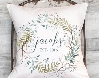 Wedding Gift Cotton Anniversary Gift Personalized Name and Date Pillow Cover